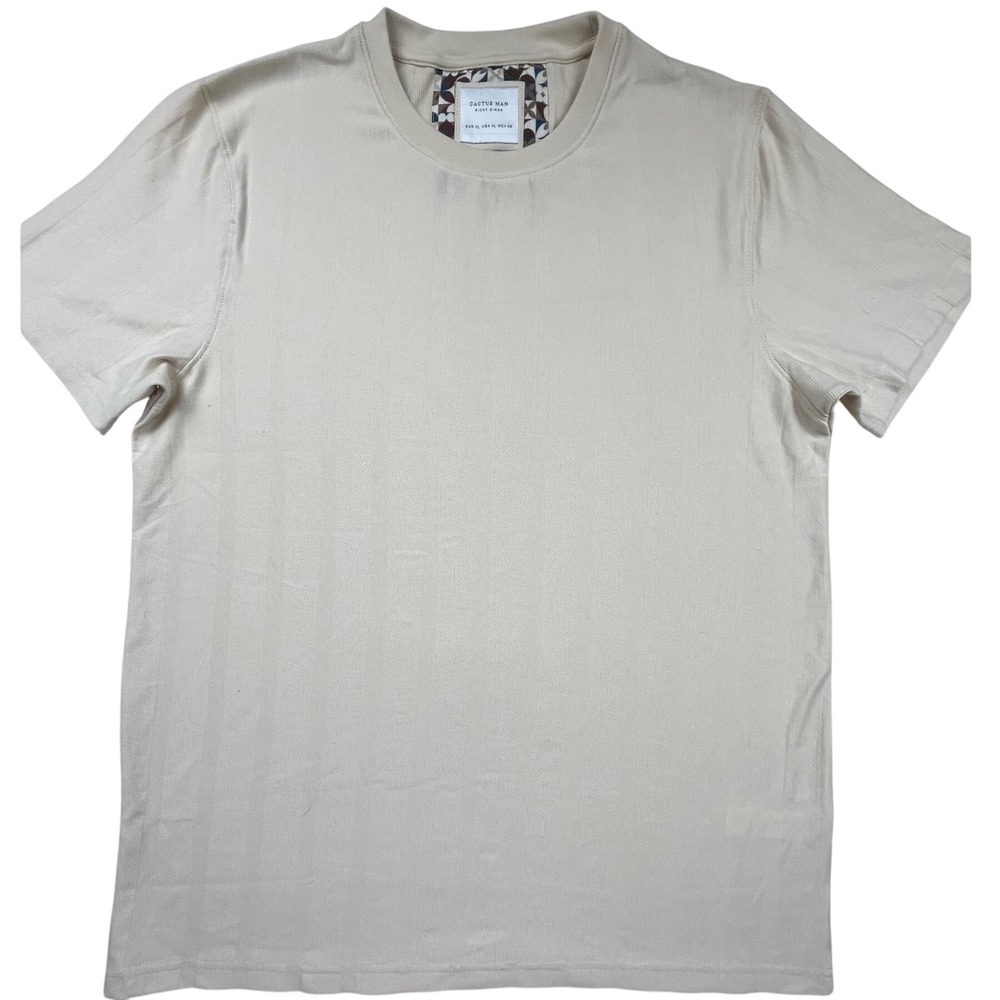 Cactus Man Ricky Singh Mens XL Cream Textured Knit Short Sleeve T-Shirt